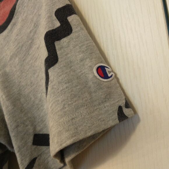 Champion tshirt mens M Medium gray spellout all over short sleeve crew neck - Picture 4 of 9